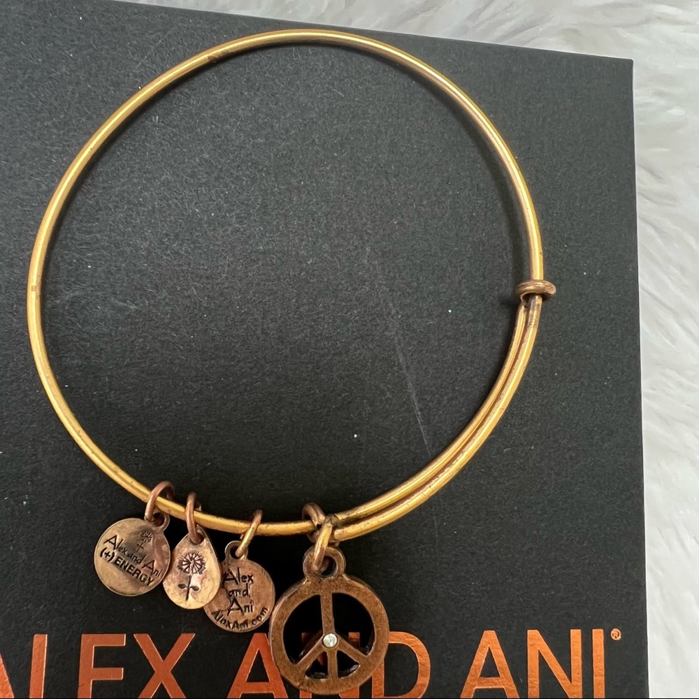 Alex and Ani Gold Peace Sign Bangle Bracelet
